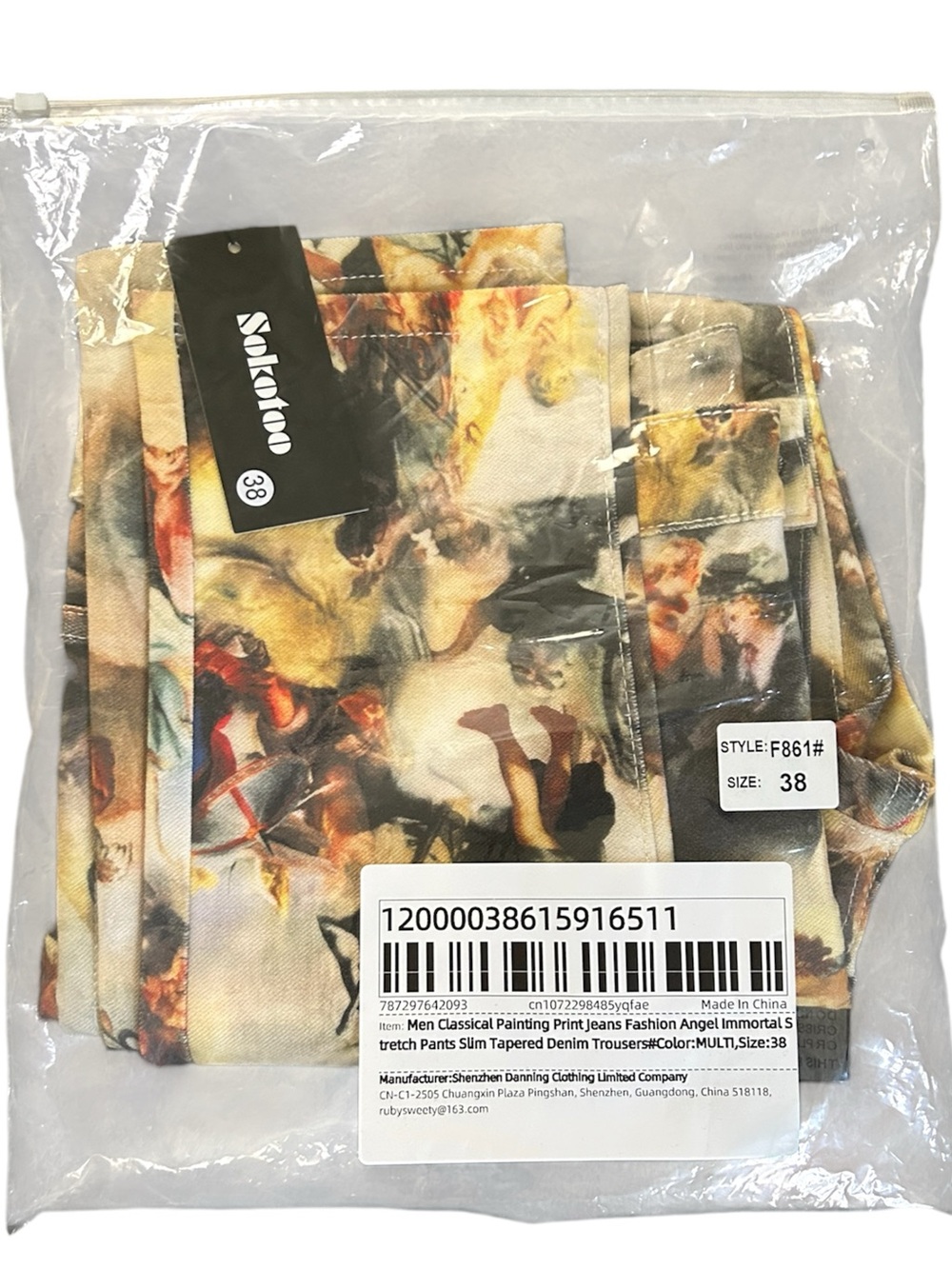 The Angel Immortal Classical Painting Print Jeans 38x32